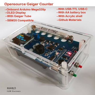GMC-OLED: Opensource Geiger Counter Arcylic Shell NanoOLED Mega328P